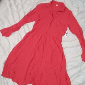 Old Navy Red Button Down Dress